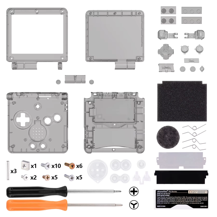 🔧 Custom Replacement Housing Shell  Game Boy Advance SP (GBA SP) – Clear Series