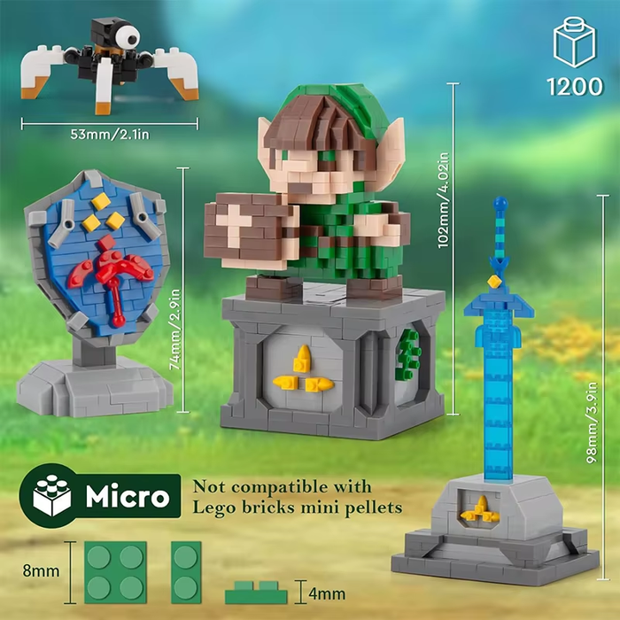 🛡️ Link Master Sword & Hylian Shield Building Block Set | Micro Blocks