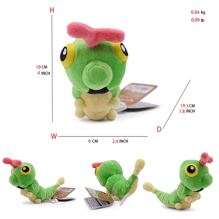 🐛 5 IN Caterpie Plush Doll | Green Pokémon-Inspired Stuffed Toy Gift for Kids