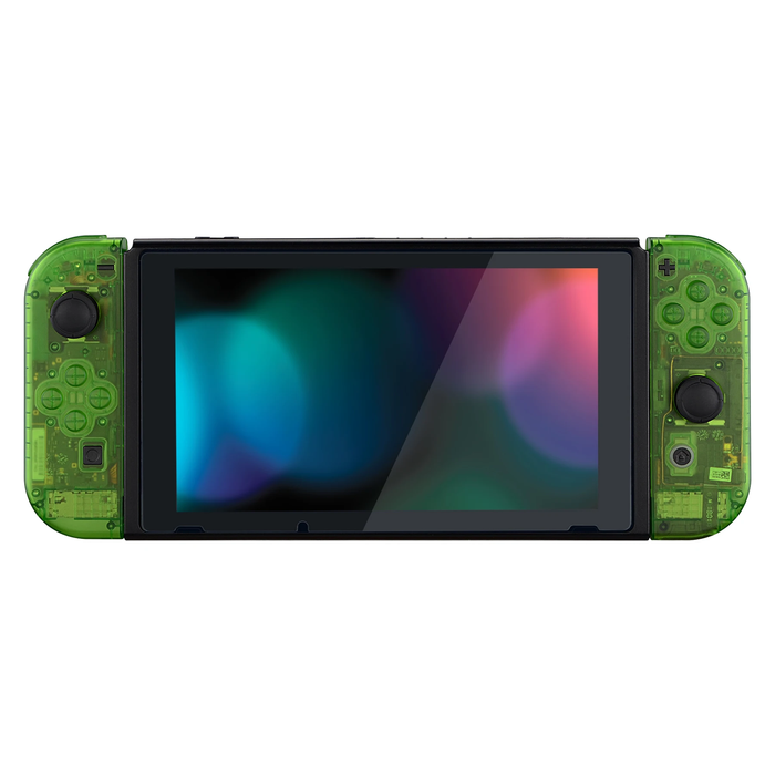 Transparent Green Switch Shell Case w/ Buttons for Console + Joy-Cons