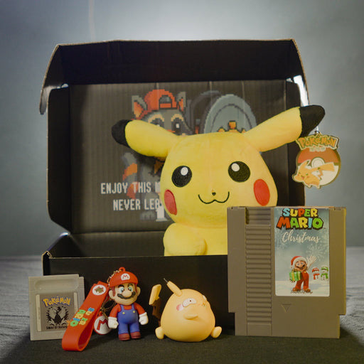 BJ’s Game Vault Vault Box monthly retro gaming subscription featuring Pikachu plush ROM hack cartridges collectibles and exclusive Pokémon themed merchandise