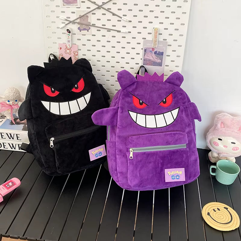 Pokemon Gengar Plush Backpack 16.9IN Kawaii Anime School Travel Bag Gift