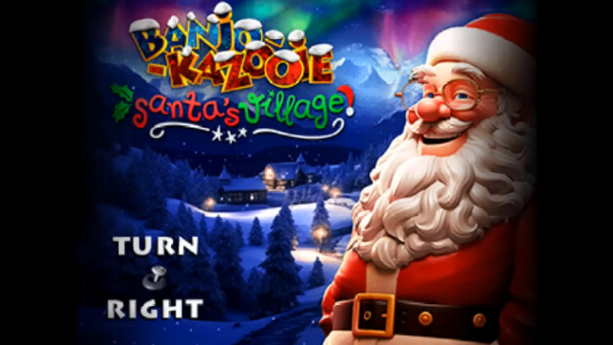 Banjo-Kazooie Santa's Village title screen on Nintendo 64