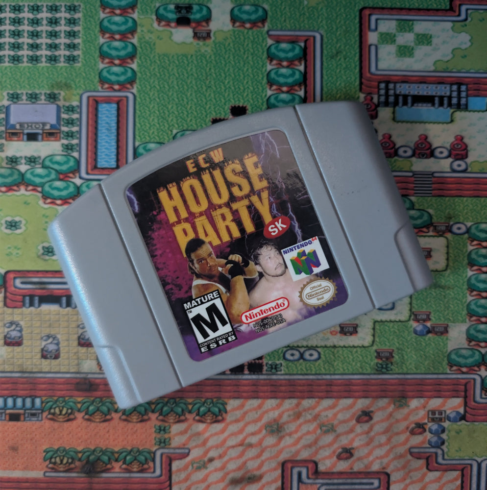 ECW House party SK real cartridge rom hack cart from BJs Game Vault romhack cartridge