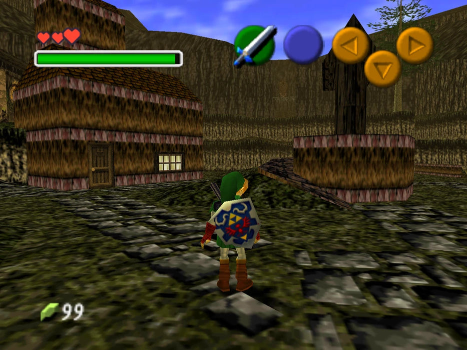 Link exploring the world of Abello in Master of Time on N64