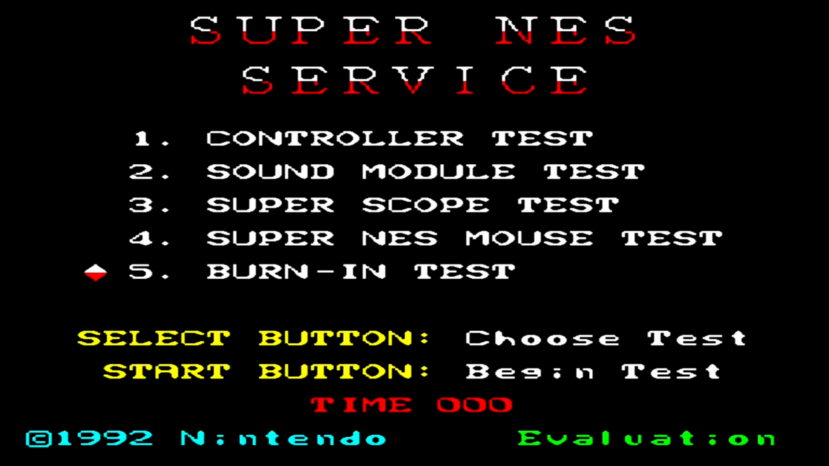 Burn-In Test Cartridge (Rev. D) – SNES