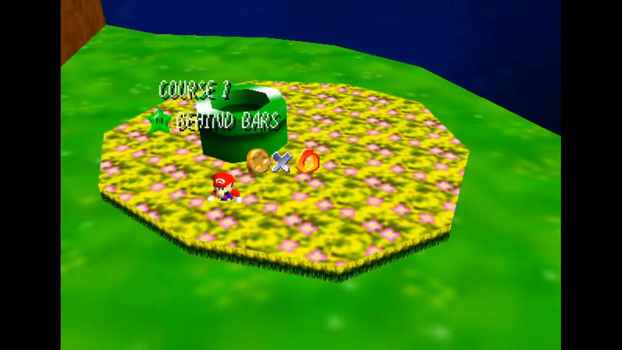 Mario collecting a star in Super Mario 64 The Green Stars on N64