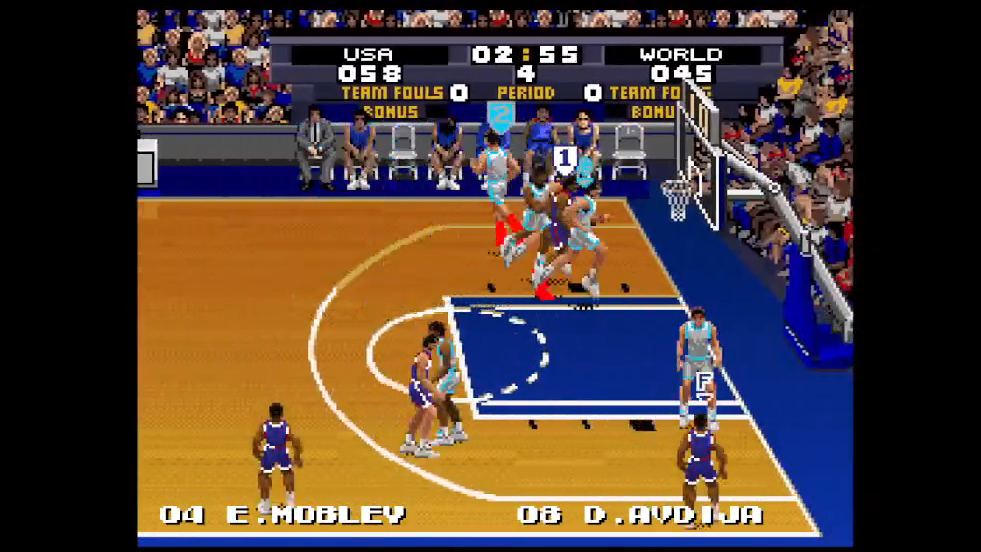Tecmo Super NBA Basketball modern court gameplay on SNES ALL STARS