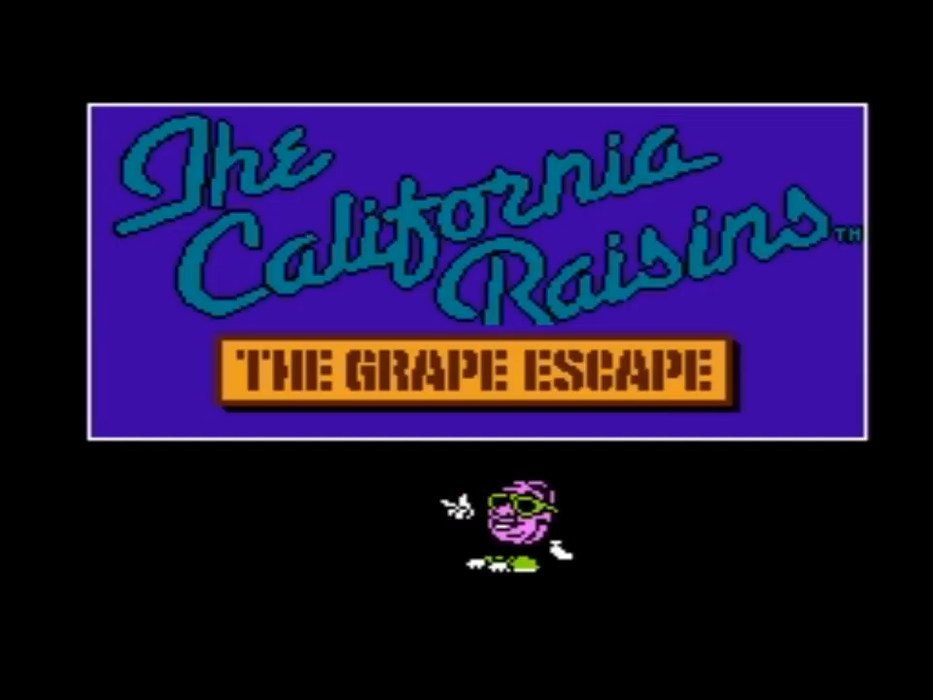 The California Raisins The Grape Escape NES title screen