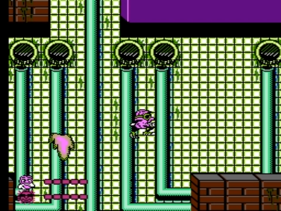 California Raisins Grape Escape NES platforming gameplay pipe scene