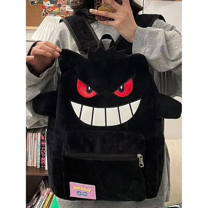 Pokemon Gengar Plush Backpack 16.9IN Kawaii Anime School Travel Bag Gift
