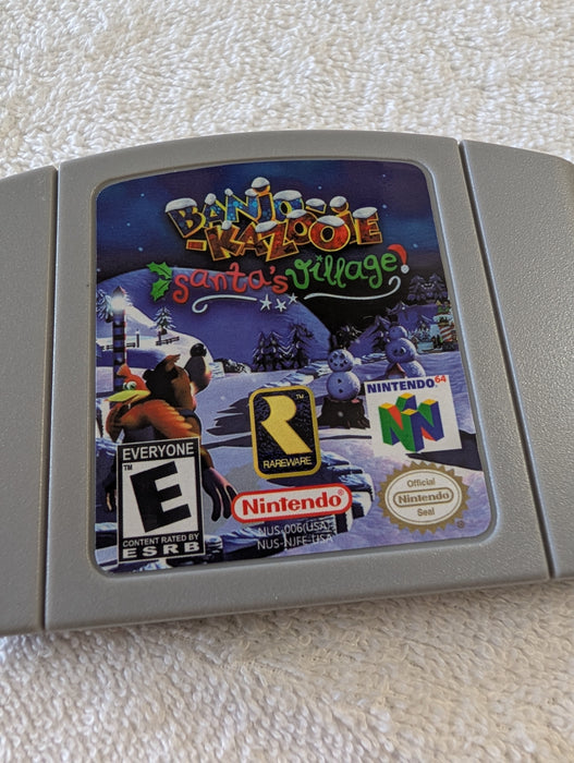 Banjo-Kazooie Santa's Village N64 cartridge Christmas ROM hack close  up
