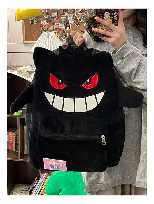Pokemon Gengar Plush Backpack 16.9IN Kawaii Anime School Travel Bag Gift