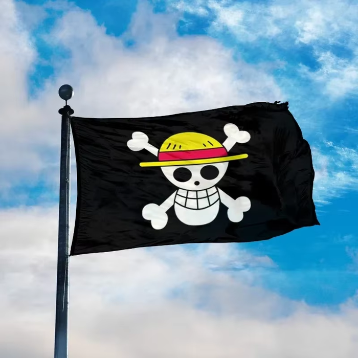 One Piece Luffy Skull Flag 90x150cm Straw Hat Pirates Banner Home Decor Anime