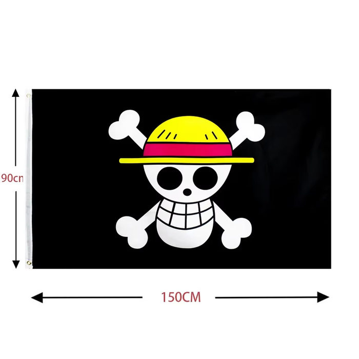 One Piece Luffy Skull Flag 90x150cm Straw Hat Pirates Banner Home Decor Anime