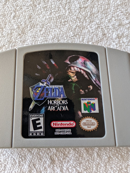 Zelda Horrors of Arcadia N64 cartridge Ocarina of Time ROM hack closeup