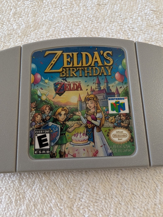Zelda's Birthday N64 cartridge Ocarina of Time ROM hack close up
